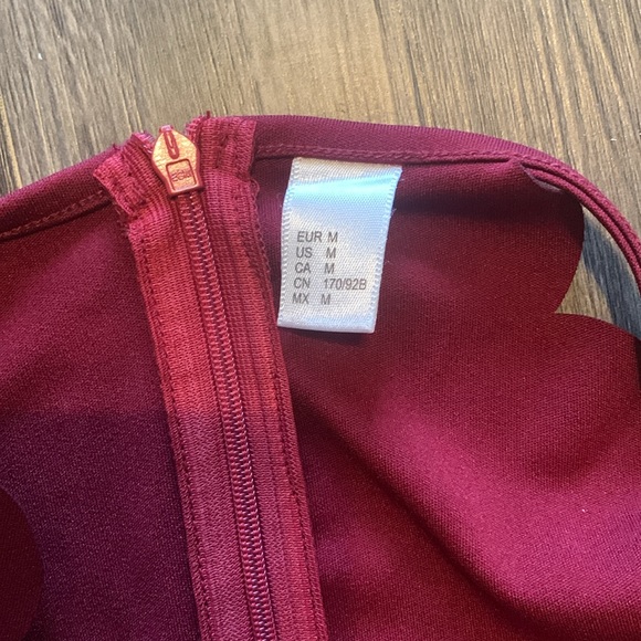 ROMWE Women's Sweet Scallop Sleeveless Flare Swing Pleated A-line Dress Maroon M - Picture 6 of 8